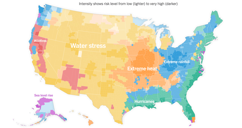 Different parts of the country are exposed to different types of climate-related threats.