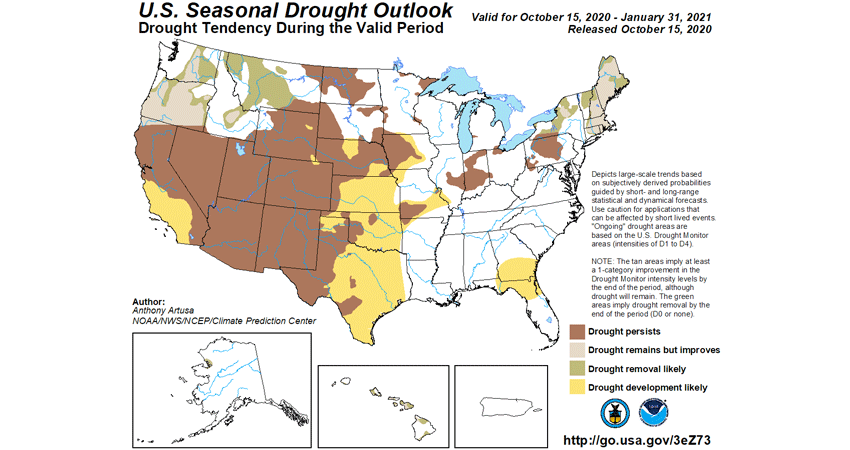 Many areas under threat from wildfires fall in the zones with persistent or developing drought conditions.