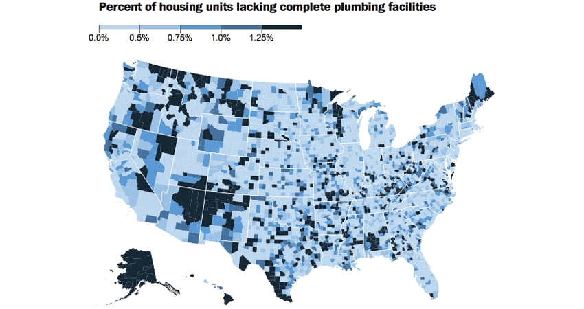 1.6 million Americans live without indoor plumbing.
